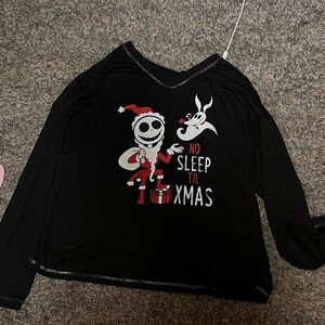 No Sleep 'Til Xmas Black Holiday Long-Sleeve Pajama Top